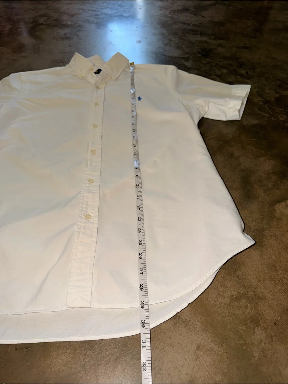 Polo Ralph Lauren White Oxford Button Down Shirt Blue Logo Men’s Large Cotton